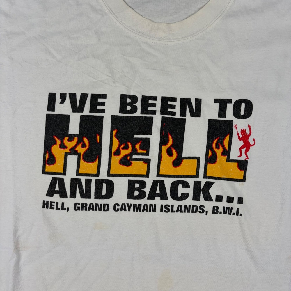 Hell And Back T-Shirt‎ Mens 2XL White Vintage Grand Cayman Graphic Promo Y2K - Picture 2 of 16